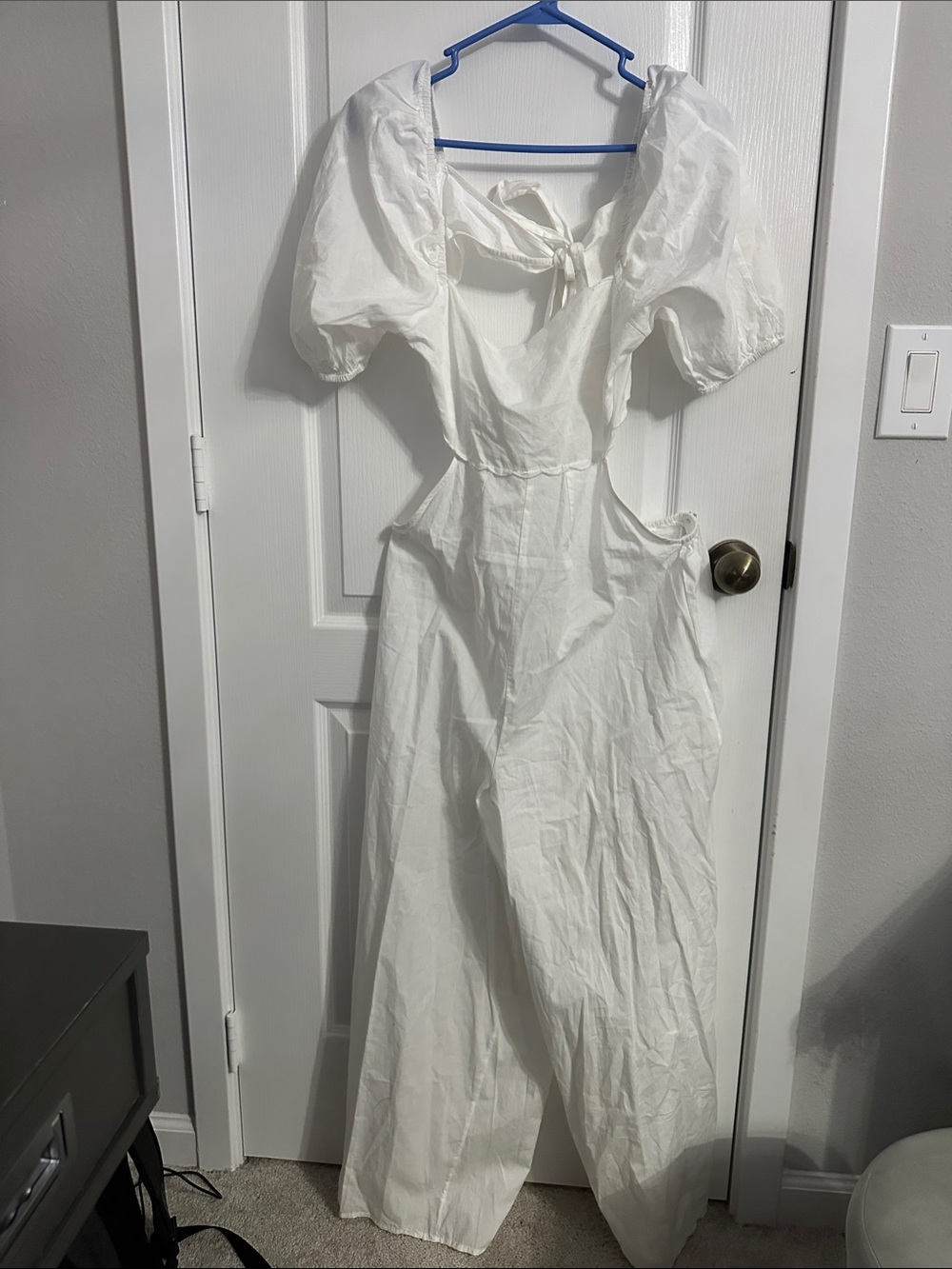 ASOS White Puff-Sleeve Maxi Dress with Back Tie Detail